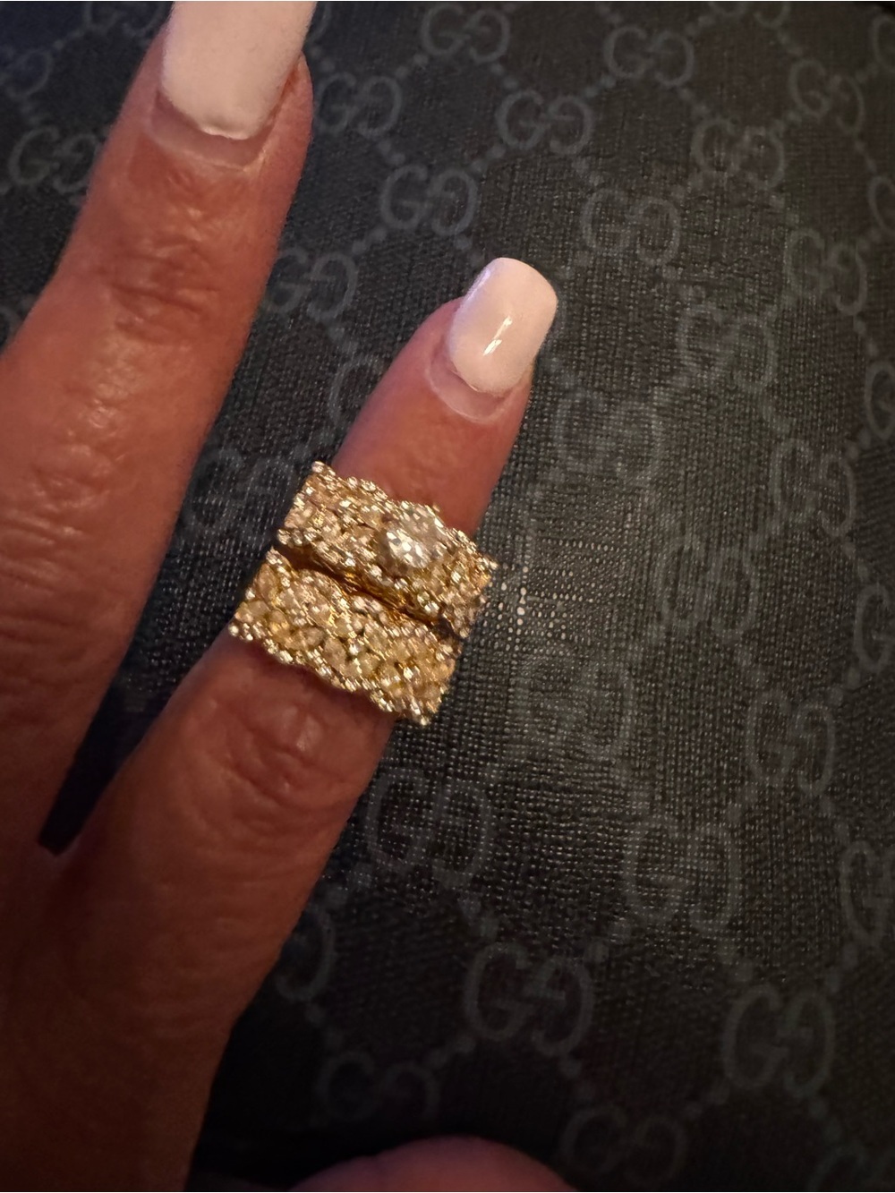 Gold Crystal Statement Rings - Elegant Women's Jewelry - Picture 4 of 4